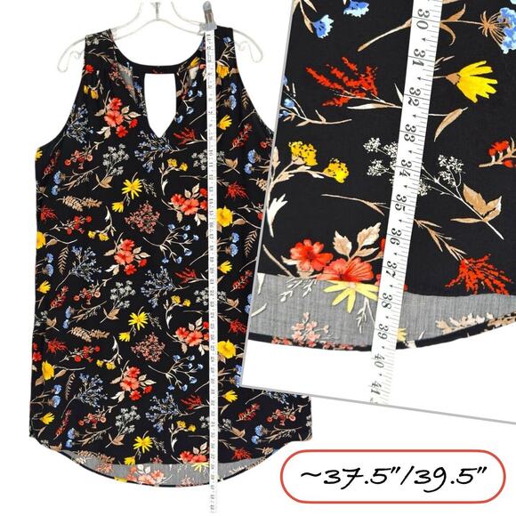Old Navy Dark Cottage Shift Dress XL Y2K Black Floral Fairy Grunge Flowy - Picture 8 of 13